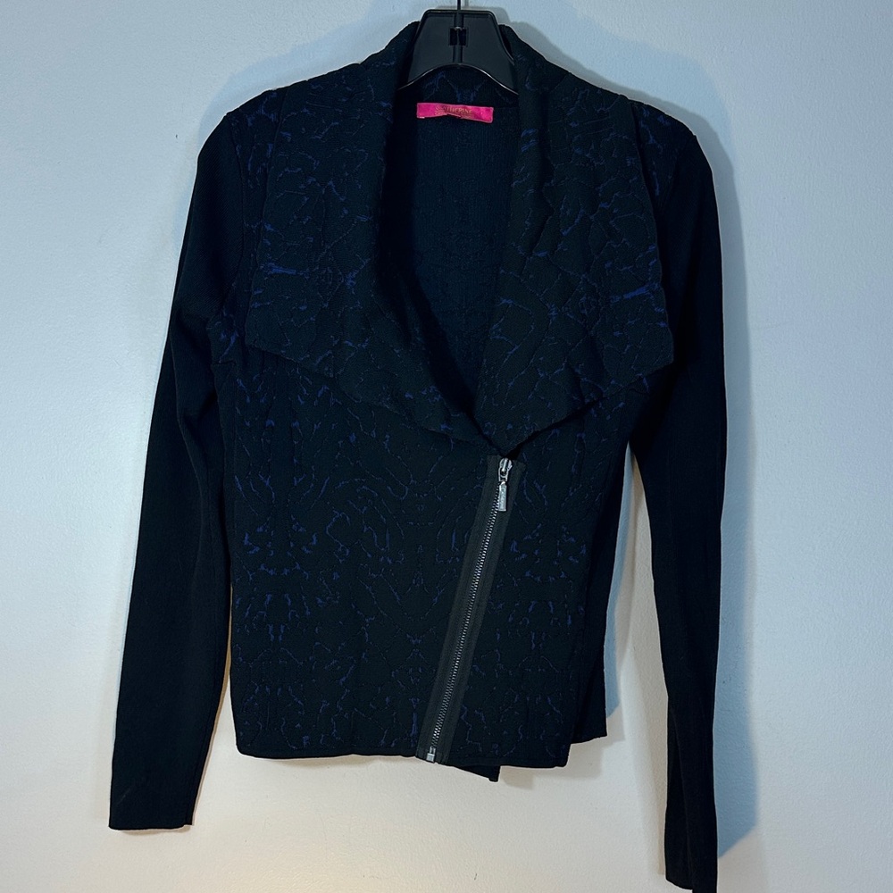 Catherine Stylish Moto Black & Blue Sweater size S